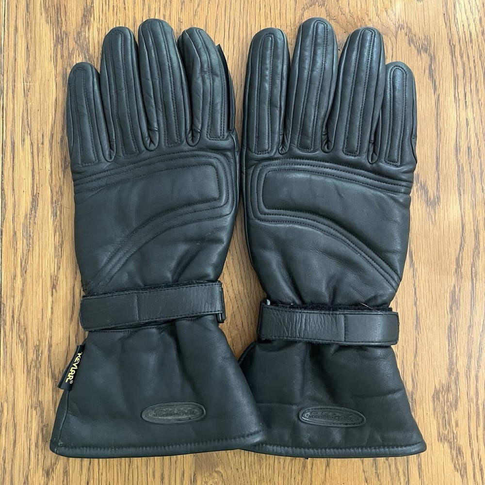 Harley Davidson Men's Black Leather Gauntlet Gloves 2XL Padded HD Logo